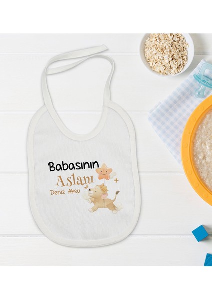 Kids Kişiye Özel Babasının Aslanı Tasarımlı Bebek Mama Önlüğü - Model 1