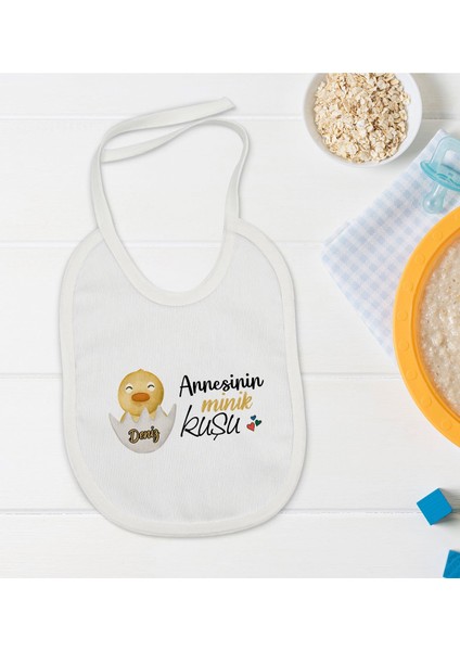 Kids Kişiye Özel Annesinin Minik Kuşu Tasarımlı Bebek Mama Önlüğü - Model 1