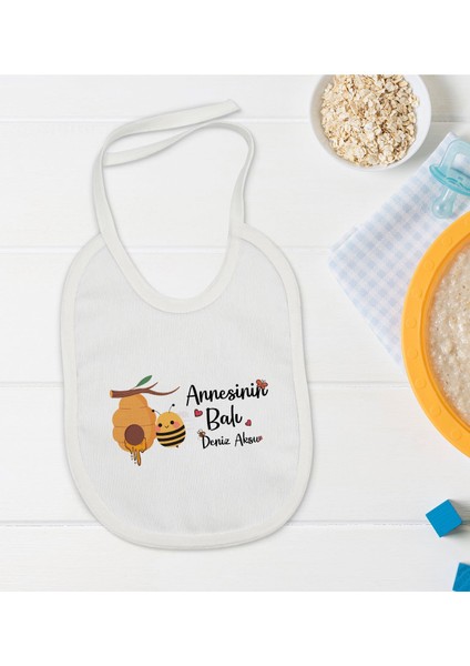 Kids Kişiye Özel Annesinin Balı Tasarımlı Bebek Mama Önlüğü - Model 1