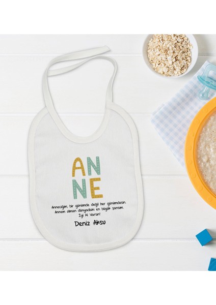 Kids Kişiye Özel Anne Tasarımlı Bebek Mama Önlüğü - Model 2