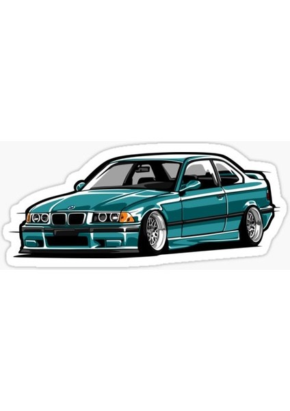 E36 Yeşil Cam Sticker Yapıştırma 16 cm 2 Adet