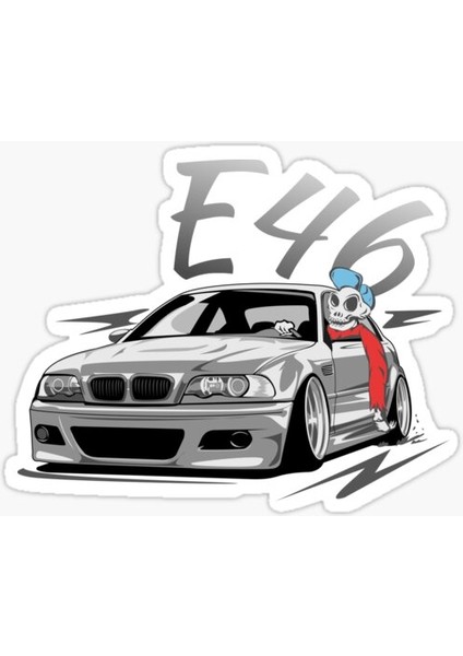 E46 Kuru Kafa Resmi Cam Sticker Yapıştırma 16 cm 2 Adet
