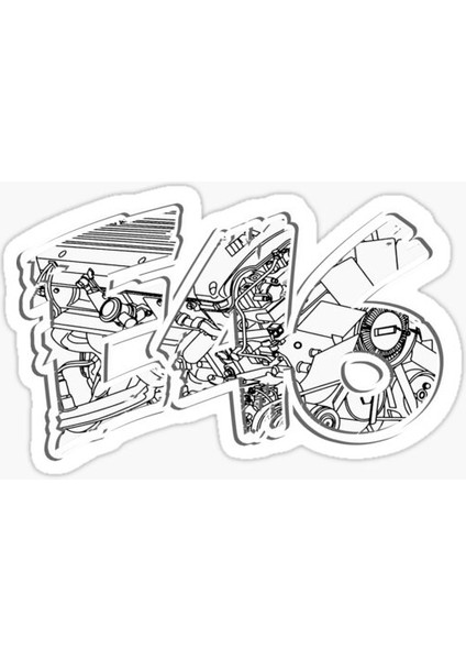 E46 Yazı Resmi Cam Sticker Yapıştırma 16 cm 2 Adet