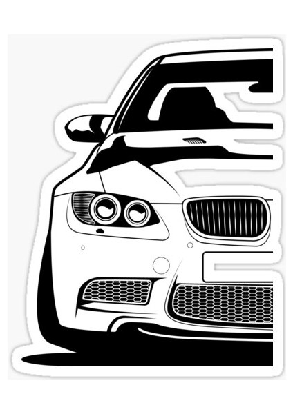 E90 E92 Ön Kısım Resmi Cam Sticker Yapıştırma 16 cm 2 Adet