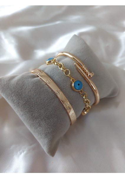 Kadın Altın Kaplama Kararmaz Kombin Bileklik