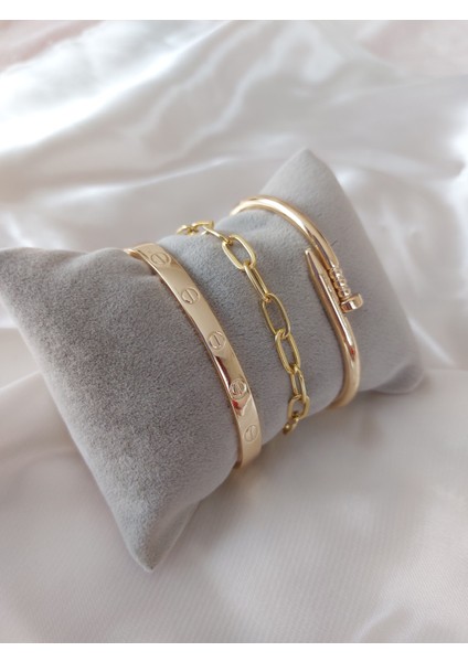 Kadın Altın Kaplama Kararmaz Kombin Bileklik