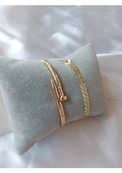 Kadın Altın Kaplama Kararmaz Kombin Bileklik