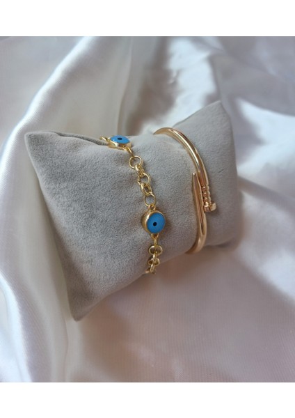 Kadın Altın Kaplama Kararmaz Kombin Bileklik