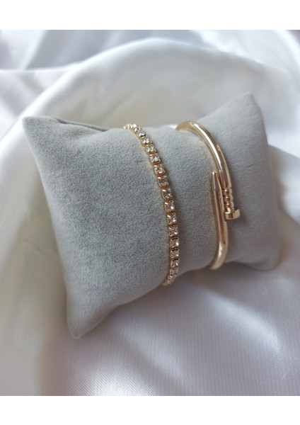 Kadın Altın Kaplama Kararmaz Kombin Bileklik