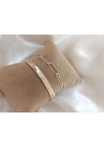 Kadın Altın Kaplama Kararmaz Kombin Bileklik