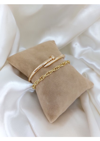 Kadın Altın Kaplama Kararmaz Kombin Bileklik