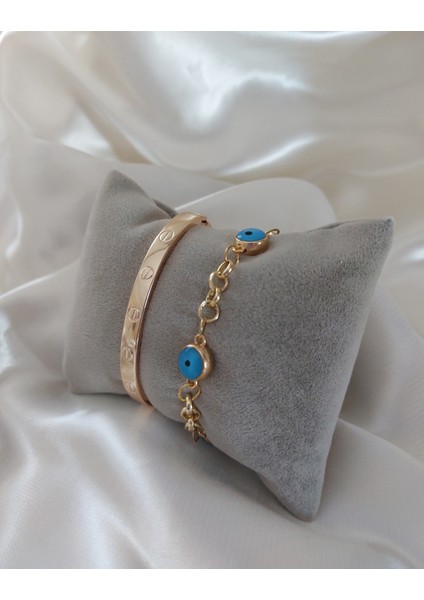 Kadın Altın Kaplama Kararmaz Kombin Bileklik