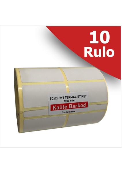 50X25 Yanyana2 Li Termal Etiket | 10 Rulo Barkod Etiketi