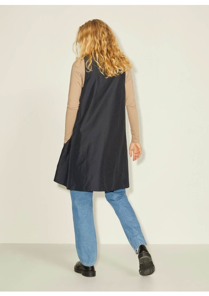 Jxmaia V-Neck Hype Dress Ln V Yaka Düz Siyah Kadın Midi Elbise
