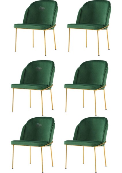 Limon Metal Gold Mutfak Salon Yemek Odası Sandalyesi 6'lı