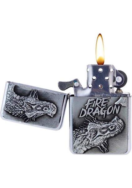 Benzinli Çakmak 2 Fire Dragon Silver