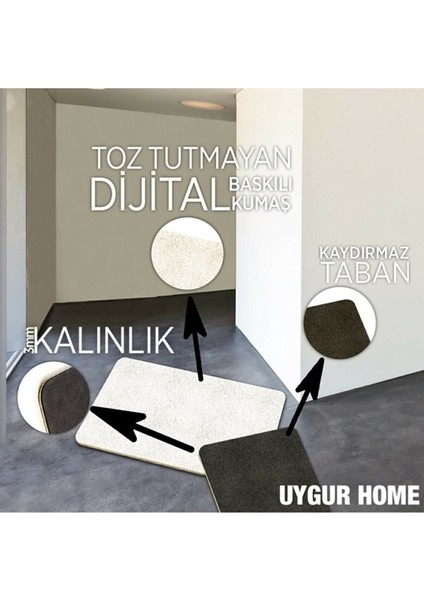 Uygur Home Çiçekli Welcome Temalı Coco Görünümlü Dekoratif Dış Kapı Önü ve Iç Mekan Paspası