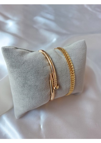 Kadın Altın Kaplama Kararmaz Orjinal Faturalı Kombin Bileklik