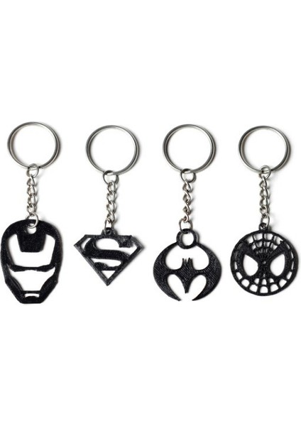 İşbilen Teknoloji 4'lü Süper Kahraman Anahtarlık Seti (Superman, Batman, Ironman, Spiderman)