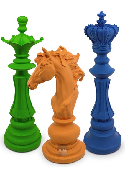 Dekoratif Satranç Taşı Heykeli 3 Parça Set