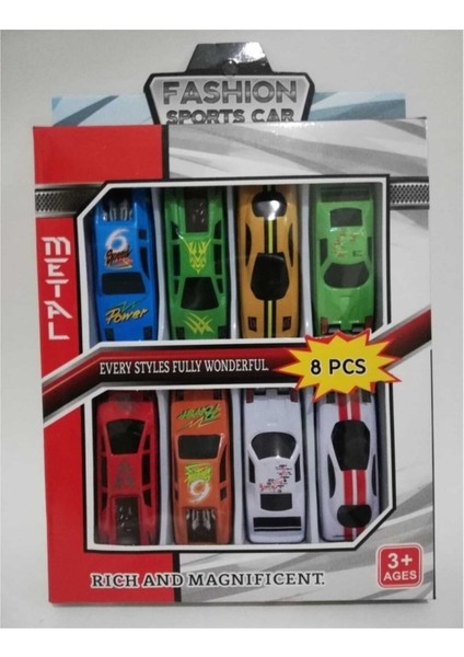 8 Adet Mini Metal Yarış Arabaları Set