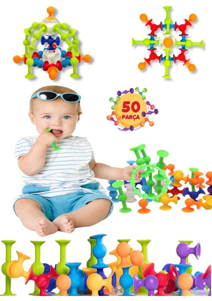 Vantuzlu Vakum Molekül 50 Parça Yapı Silikon Taşları Popit Duyusal Eğitici Oyuncak Squigz fiyatları