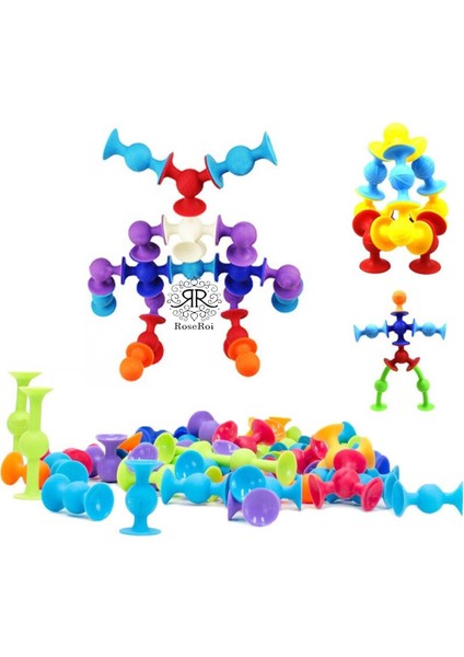 Vantuzlu Vakum Molekül 50 Parça Yapı Silikon Taşları Popit Duyusal Eğitici Oyuncak Squigz indirimleri