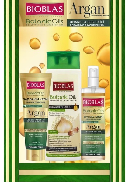 Sarımsak Sampuan&Argan Saç Bakımı Seti 3'Lü