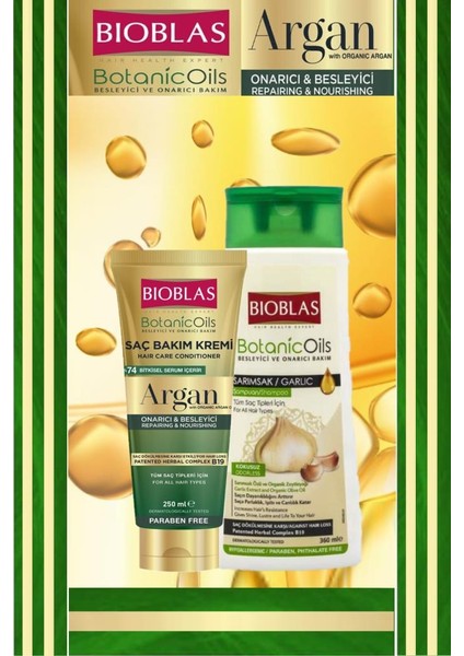 Sarımsak Sampuan 360 Ml&Argan Saç Bakım Kremi 250 Ml