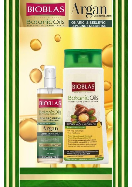 Argan Şampuan 360 Ml & Argan Sıvı Saç Kremi 200 Ml