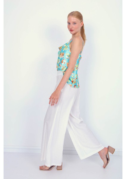 Arkası Lastikli Bol Paça Pantolon fiyatları