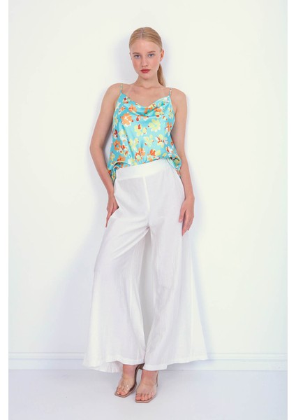 Arkası Lastikli Bol Paça Pantolon modelleri