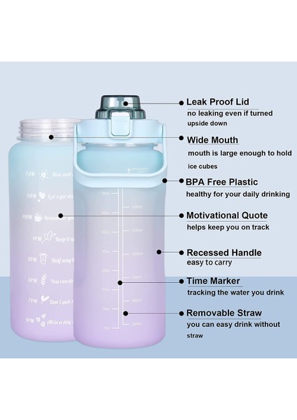 64OZ Hasır Zaman İşaretleyicili Su Şişesi Büyük Kapasiteli (Yurt Dışından) indirimleri