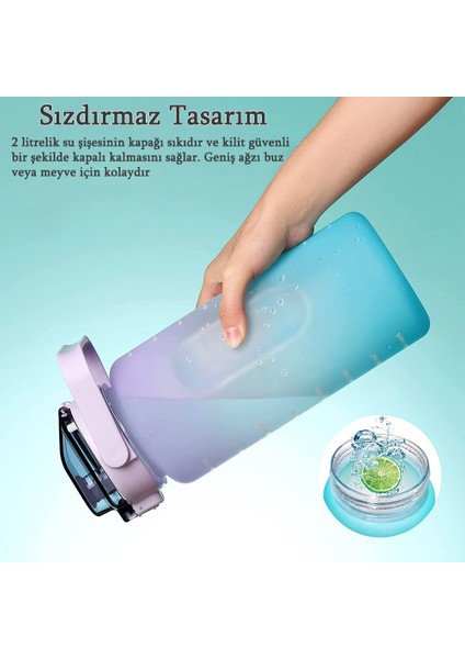 64OZ Hasır Zaman İşaretleyicili Su Şişesi Büyük Kapasiteli (Yurt Dışından)