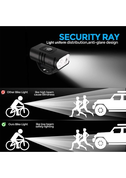 USB Şarj Edilebilir Bisiklet Işık Seti - Siyah (Yurt Dışından)