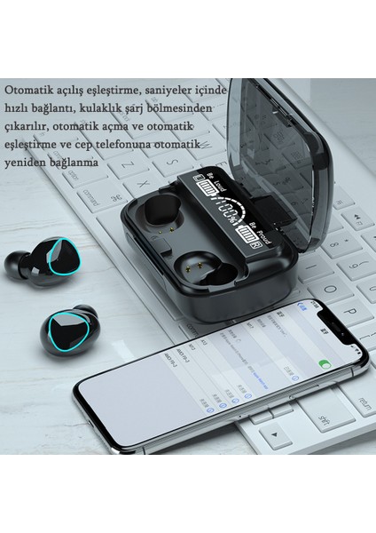 M10 Bluetooth Kulaklık Gürültü Azaltma Düşük Gecikmeli Tws Kulak İçi 5.1 Su Geçirmez Kablosuz Kulaklık (Yurt Dışından)