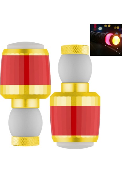 2 Adet Bisiklet Gidon LED Işıklı Bisiklet El Tutacağı - Altın (Yurt Dışından)