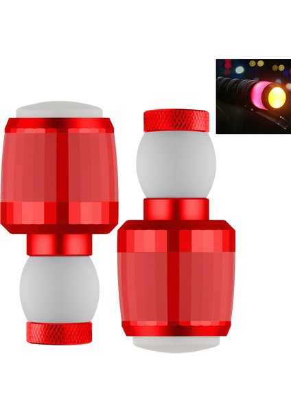 2 Adet Bisiklet Gidon LED Işıklı Bisiklet El Tutacağı - Kırmızı (Yurt Dışından)