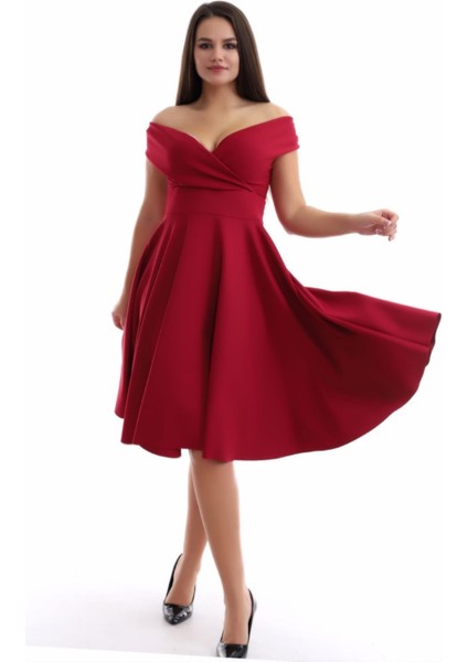 Saks Mavisi Kayık Yaka Elbise F107