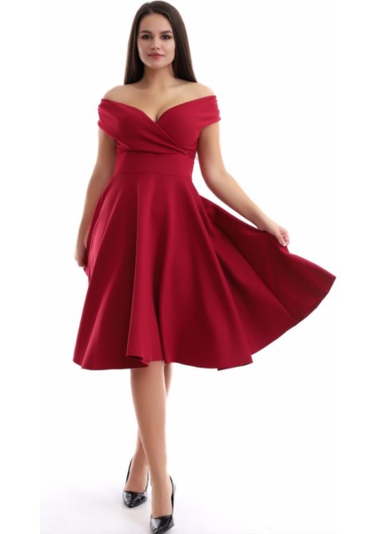 Saks Mavisi Kayık Yaka Elbise F107 fırsatları