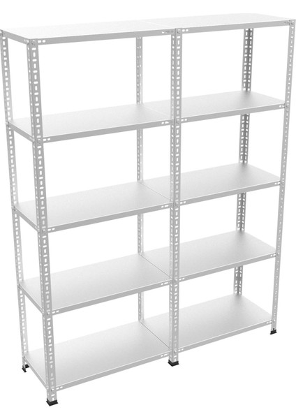Galvanizraf® 5 Katlı 2 Li Bitişik Galvaniz Çelik Raf Arşiv Rafı Depo Rafı Kiler Rafı 31X60X200