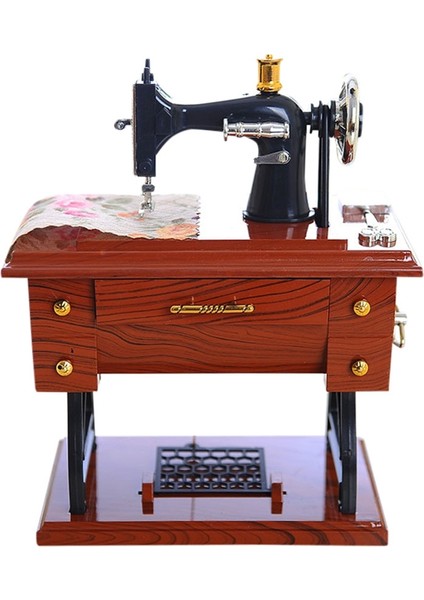 Mini Plastik Vintage Müzik Kutusu Dikiş Makinesi Tarzı Mekanik Doğum Günü Hediye Masa Dekor(Yurt Dışından)
