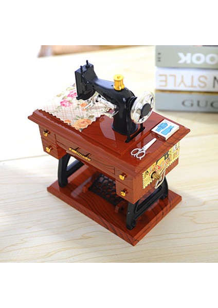 Mini Plastik Vintage Müzik Kutusu Dikiş Makinesi Tarzı Mekanik Doğum Günü Hediye Masa Dekor(Yurt Dışından) fiyatları
