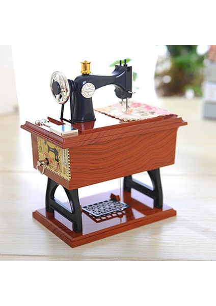Mini Plastik Vintage Müzik Kutusu Dikiş Makinesi Tarzı Mekanik Doğum Günü Hediye Masa Dekor(Yurt Dışından) modelleri