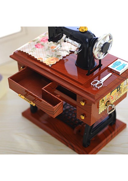 Mini Plastik Vintage Müzik Kutusu Dikiş Makinesi Tarzı Mekanik Doğum Günü Hediye Masa Dekor(Yurt Dışından) fırsatları
