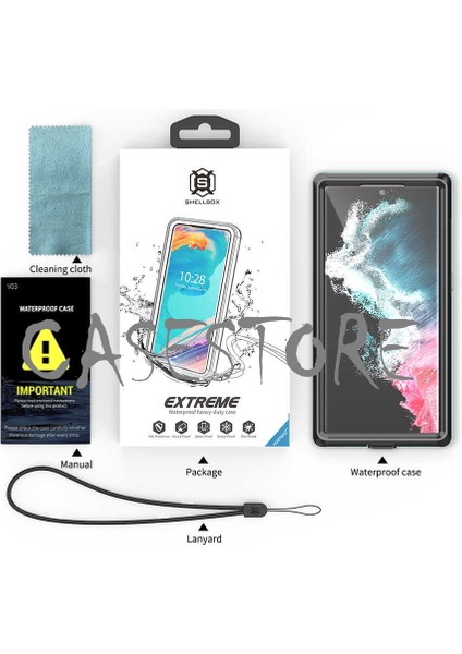 Samsung Galaxy S22 Ultra Uyumlu Toz ve Su Geçirmez Telefon Kılıfı Waterproof Snowdroop Andidroop Kapak Silikon