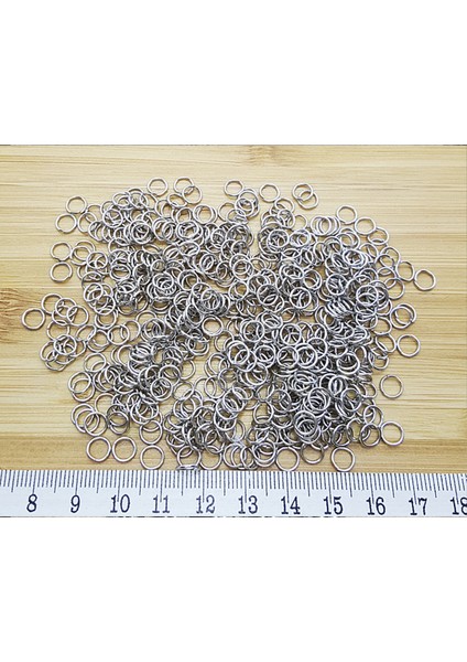 15 gr Nikel / Gümüş Renk 6mm Metal Takı Yapım Halkası ,klips Halka ( ~200 Adet)
