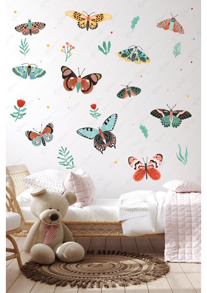Egzotik Kelebekler Sticker Seti, Tropikal Kelebekler Bebek Çocuk Odası Duvar Cam Sticker Seti