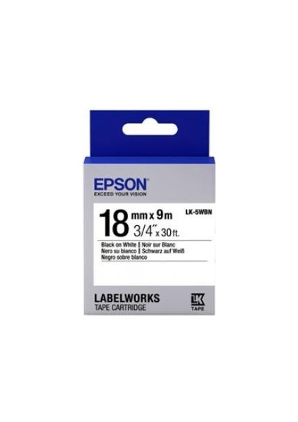 LK-5WBN Standart Siyah Üzeri Beyaz 18MM 9metre Etiket
