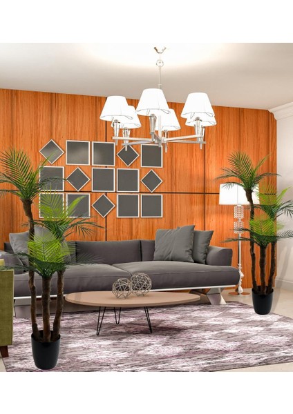 Yapay Ağaç 3 Dal 140CM Areka Palmiye Ağacı Areka 3katlı Salon Çiçeği Yapay Çiçek